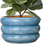 SQOWL Ceramic Plant Pot Indoor with Drainage Hole 13.5 Inch - Large Outdoor Planter Ceramic Flower Pot Modern Round Planter Decorative Plant Pot for Outdoor Porch Decor Blue by SQOWL