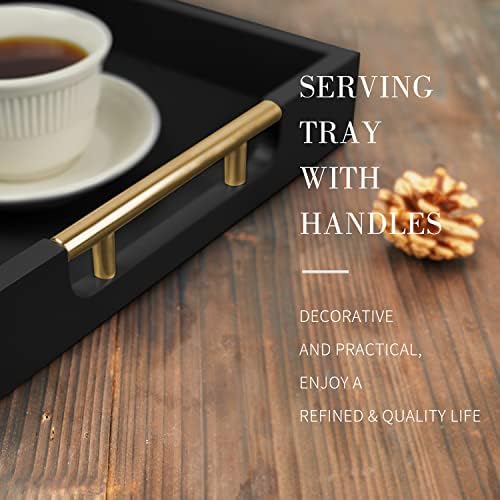Wooden Decorative Coffee Table Tray, 16" Matte Finish Serving Tray with Handles for Ottoman, Living Room, Perfume, Vanity Dresser Organizer (Carbon Black) - Image 4