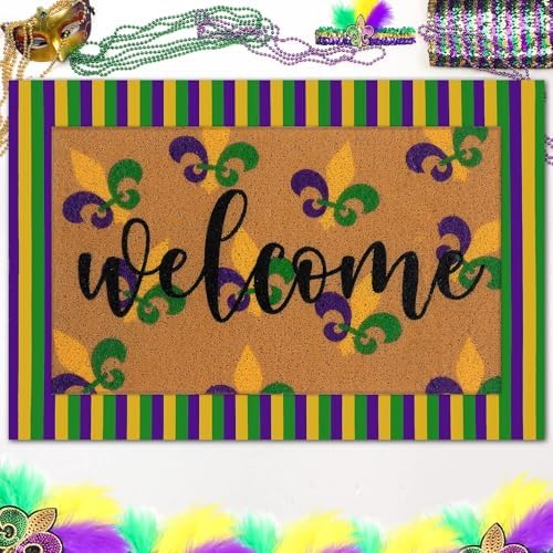 Tinideya 2 Pcs Mardi Gras Layered Welcome Mat for Front Door - Image 6