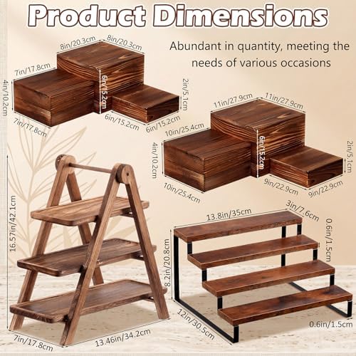 Willinglong 8 Pack Wood Risers for Buffet Table Dessert Table Display Set - Image 2
