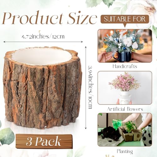 3 Pcs Wooden Vase for Centerpieces Wedding Flower, 4.7 Inch - Image 2
