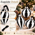 Civaner 9 Pcs Vintage Neutral Christmas Ball Ornaments, Black and White - Image 4