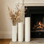 White Tall Floor Vase - Set of 3 Large Metal Decorative Vases - Image 3