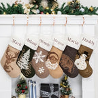 GEX Personalized Christmas Stockings 4 Pack Custom Name Embroidery Rope Stitch Suede Fluffy Cuff Xmas Stocking for Family with Names 20 Inch Boho Rustic for Fireplace Decoration (Set of 4) by GEXWorldwide