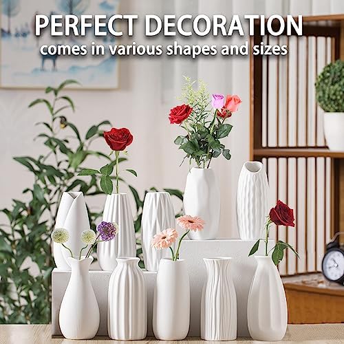 5'' White Ceramic Bud Vases Set of 10,Small Vases in Bulk for Flowers,Mini Vases for Centerpieces,Modern for Floral and Pampas Grass,Boho for Wedding,Party,Table Home Decor - Image 3