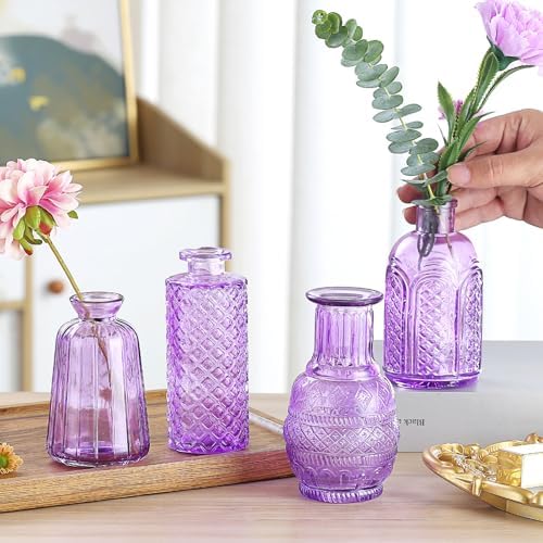 Bud Vases for Centerpieces Wedding,Flower Vases in Bulk for Rustic Home Decor,Small Vases for Wedding,Mother's Day,Graduation,Christmas,Birthday Party,Valentine's Day(Purple,15 Pcs) - Image 5