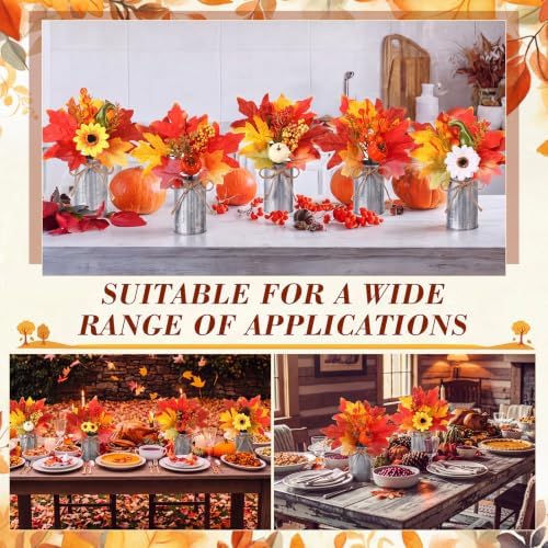 Suncalla 12 Pack Fall Table Centerpieces Decor in Metal Pots, Silver - Image 5