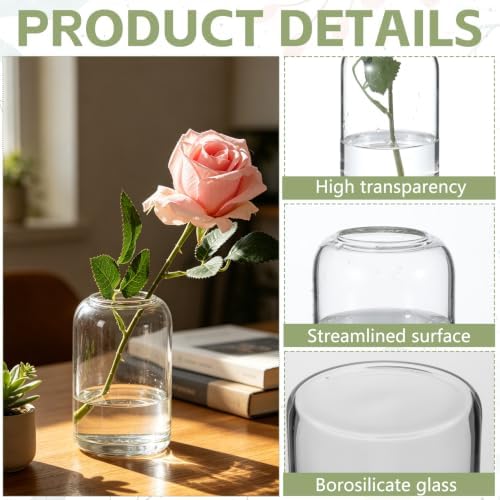 12 Pack Glass Bud Vases for Centerpieces Modern Decorative Vases Clear Small Flower Vase Cylinder Glass Vase for Flowers Mini Candle Vase Clear Table Decor for Wedding Dining Party Home - Image 3