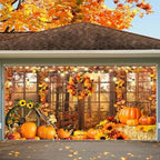16X7Ft Fall Garage Door Cover Decorations, Autumn Farmhouse Forest Scenery Maple Leaves Pumpkins Harvest Thanksgiving Day Friendsgiving Party Outdoor Wall Patio Yard Decor Banner by ChloropLastidFamilyProducts
