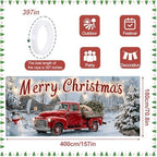 Christmas Garage Door Banner 6x13FT, Red Vintage Truck with Tree, Merry Christmas Garage Door Cover, Large Outdoor Xmas Decorations for Holiday Yard, House Front, Driveway & Winter Party Decor - Image 4