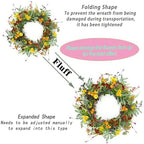 AMF0RESJ Artificial Spring Summer Wreath for Front Door Yellow Daisy Wreath with Olive Leaf,Eucalyptus Leaves for Front Door Indoor Outdoor Wall Porch Farmhouse Home Decor - Image 2