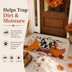 Boston Terrier Welcome Doormat Fall Autumn Decor, 32x48in Large Front Door - Image 3