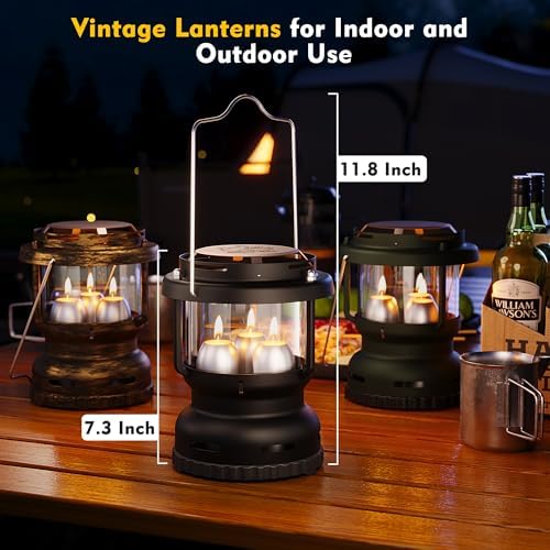 3-Wick Candle Lantern for Power Outages, 18H Emergency Light, Matte Black - Image 5