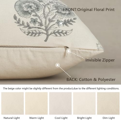 Vintage Floral Print Euro Sham Pillow Covers 26x26 Set of 2 Patterned Accent Decorative Cushion Covers Modern Farmhouse Throw Pillow Covers for Bed Sofa Couch Chair Living Room Home Decor, Aqua Haze - Image 3