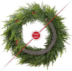 Glitzhome 30 Inch Christmas Wreaths for Front Door, Artificial Greenery Wreath with Pine Cones and Red Berries for Windows, Walls, Porches, Indoor and Outdoor Home Decoration - Image 5