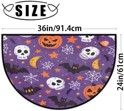Skull Web Pumpkin Door Mat for Indoor Entrance Half Round Doormat Door Mats Absorbent Welcome Mats 24" x 36" Floor Mats Non-Slip Entryway Rug for Home Bathroom - Image 2