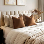 MIULEE Decorative Brown Velvet Euro Sham Throw Pillow Covers 26x26 Inch - Image 3