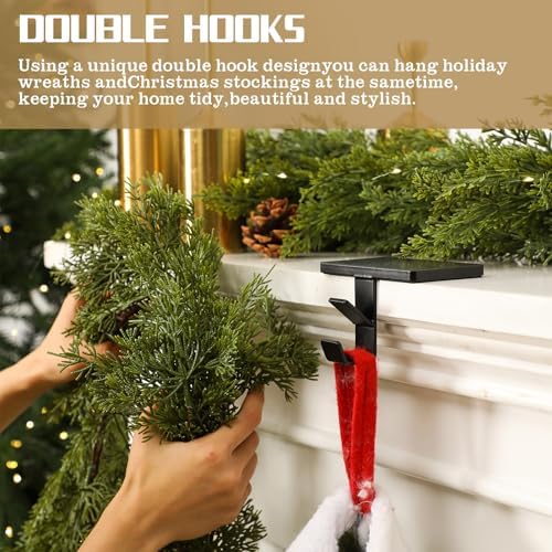 MorningRo 9 Pack 2 in 1 Stocking Holders for Mantle,Black - Image 3