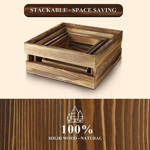 Sieral 4 Pcs Wood Cupcake Stand Dessert Display Risers,Rustic Dark Brown - Image 6