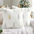 MIULEE Christmas Decorative Faux Fur Pillow Covers 20x20 Inch White Gold by MIULEE