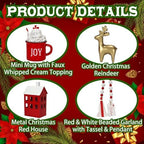 Christmas Decorations for Home Office 8 PCS Tiered Tray Decor Set - Image 3