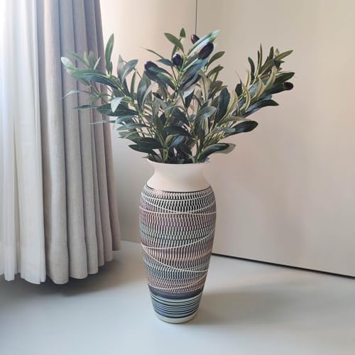 12.6" Tall Vintage Ceramic Rustic Farmhouse Vase (Full Skipcut Brown) - Image 5