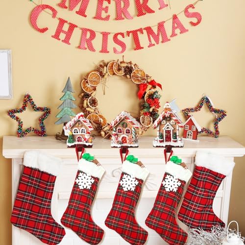 Riceshoot 3 Pcs Christmas Gingerbread House Stocking Holders,Classic - Image 2