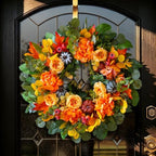 24 Inch Harvest Fall Wreaths for Front Door Outside with Orange Peony - Image 5