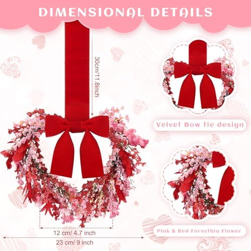 Hoteam 4 Pcs 9 Inch Mini Valentine's Day Love Rattan Wreaths - Image 2