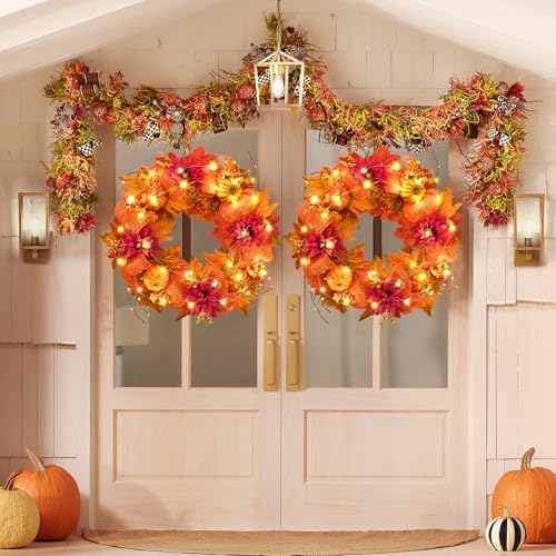 20 Inch Fall Wreaths for Front Door, Fall Decorations for Home - Image 3