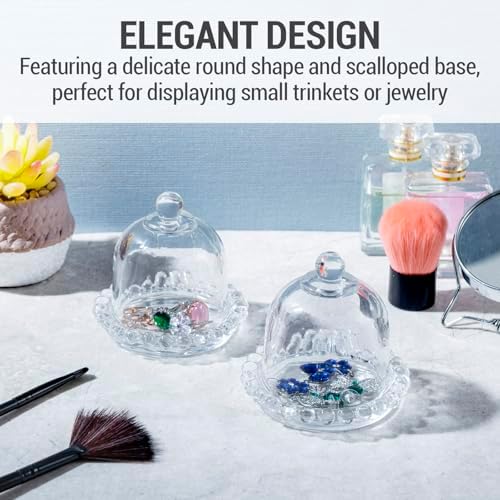 MyGift Set of 4 Mini Glass Cloche Domes with Scalloped Base – Small Round Display Covers for Trinkets, Keepsakes, Jewelry, Collectibles, Party Favors, Table Decorations, and Home Décor - Image 2