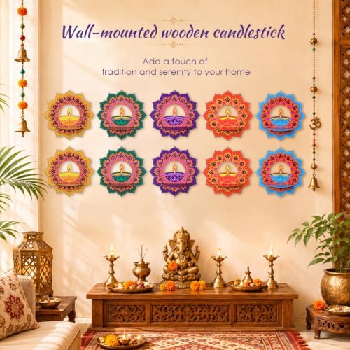 DoubleFill 30 Pack Indian Decorations for Pooja Lotus Candle Holders - Image 4