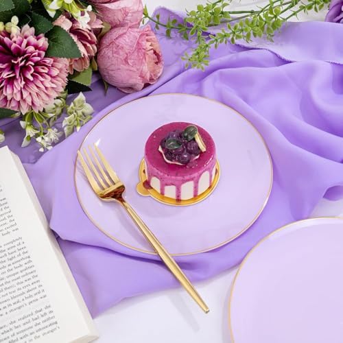 PULOTE 100PCS Purple Plastic Plates Disposable - Include 50 Dinner / 50 Dessert Plates Heavy Duty for Party, Wedding&Birthday - Image 5