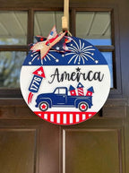 Wood front door sign Wood sign Home decor Welcome sign Sign for front door House warming gift Wedding gift (America 1776-DS031(NC) P002, 15" Width) - Image 2