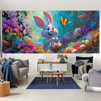 7 * 16FT Summer Garage Door Cover Decorations Sunset Palm Trees Garage Door Banner for Outdoor Indoor Summer Party Photography Backdrop (easter rabbit, 7 * 16 ft) - Image 6