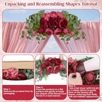 Suncalla 2 Pcs Artificial Peony Eucalyptus Floral Swag for Arch, Red - Image 7