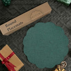 AHHFSMEI Round Faux Linen Placemats Set of 8 Heat Resistant Non-Slip Stain Proof Table Mats for Kitchen Dining Elegant Decor Place Mats (Forest Green,8) - Image 6