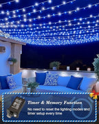 355FT 900 LED Blue and White Christmas Lights, Extra Long Outdoor String Lights Waterproof, Timer & Memory, 8 Modes Dimmable Plug in Fairy Lights for Outside Tree Wedding Patry Holiday Decorations - Image 3