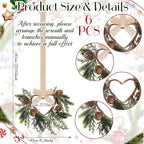 Dingion 6 Pcs 6" Cedar Christmas Mini Cabinet Wreaths for Kitchen - Image 2