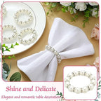 Uiifan 150 Pcs Pearl Napkin Rings for Wedding White Silver Beaded Holders - Image 4