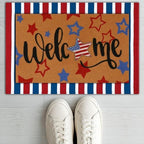 Honoson 2 Pcs Patriotic Doormat Set, 4th of July Red White Blue Stripe Mat - Image 6