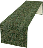 William Morris Style Plant Table Runner for Table Decor, Rustic Red Art Flower Vintage Floral Botanical Bird Printed for Kitchen Dining Room Living Room Party Office Holiday Decorate 13" x 120" by LIZIMI