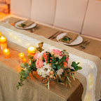 Xinnun 6 Pcs Burlap Table Runners with Lights Lace, 12 x 108 in, Flower - Image 6