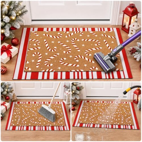Tinideya 2 Pcs Christmas Layered Doormat Set, Candy Cane - Image 6