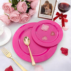 FLOWERCAT 60PCS Hot Pink Disposable Party Plates Set – 30 pcs 10.25″ Dinner Plates & 30 pcs 7.5″ Dessert Plates for Spring Parties, Valentine’s Day, Wedding – Sturdy & Stylish Tableware - Image 3