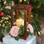 Hushee 30 Pcs Wooden Wedding Lantern Centerpiece, Pink Rose, Brown - Image 6