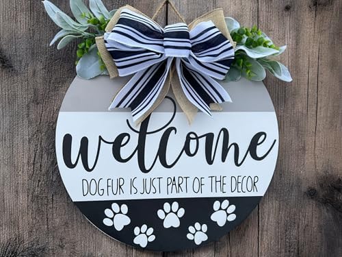 Wood front door sign Wood sign Home decor Welcome sign Sign for front door House warming gift Wedding gift (Dog Fur Welcome-UV018(A1) P002, 15" Width) - Image 2