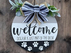 Wood front door sign Wood sign Home decor Welcome sign Sign for front door House warming gift Wedding gift (Dog Fur Welcome-UV018(A1) P002, 22" Width) - Image 2