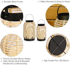 14in Lanterns Decorative for Home Decor- Decorative Candle Lanterns w/ LED Candles- Boho Rattan Woven Hanging Black Lanterns Decor for Indoor, Outdoor, Patio & Porch, Tabletop, Fireplace & Mantle - Image 3
