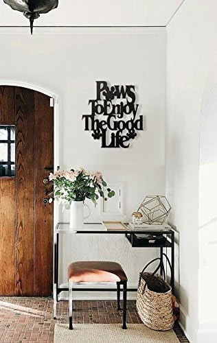 Wall Word Art Decorative Wood Sign for Pet, Dog, Cat, Horse, Pig, Animal Lovers with Fun Sayings and Quotes, 12 x 13 inches (Paws to Enjoy the Good Life) - Image 2